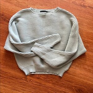 Express Ribbed Crew Neck Sweater in Light Gray